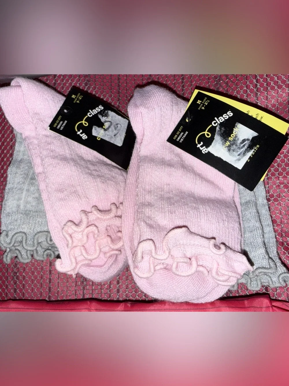 Art class Pink Ruffle Ankle Socks for